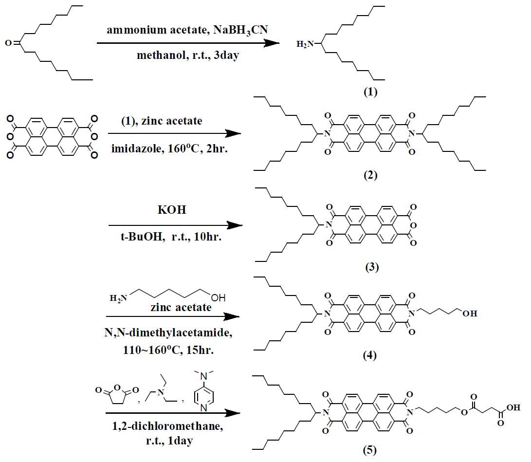 n-type 반도체 화합물 PTCDI 유도체 합성 과정.