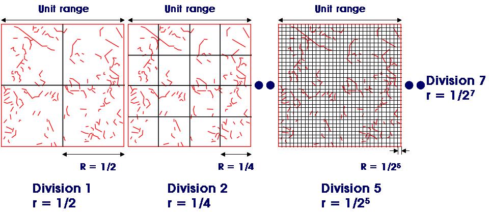 Illustration of the procedure of the box-counting method