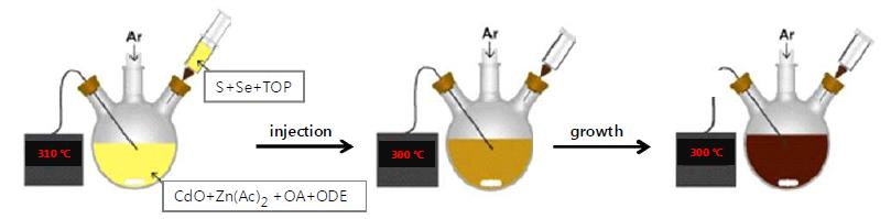 Solvothermal 방법을 통한 CdSe/ZnS 나노입자 합성 과정