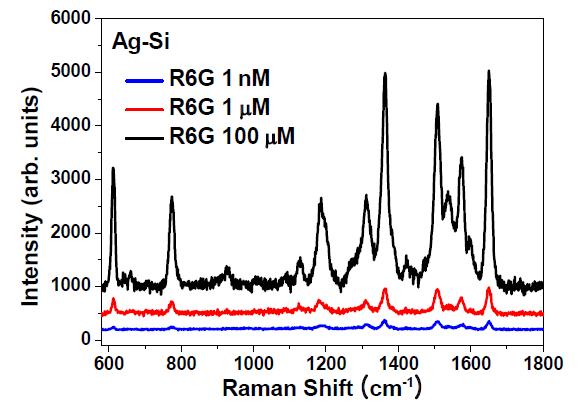 Si 나노선 - Ag 나노입자의 SERS 측정 이미지