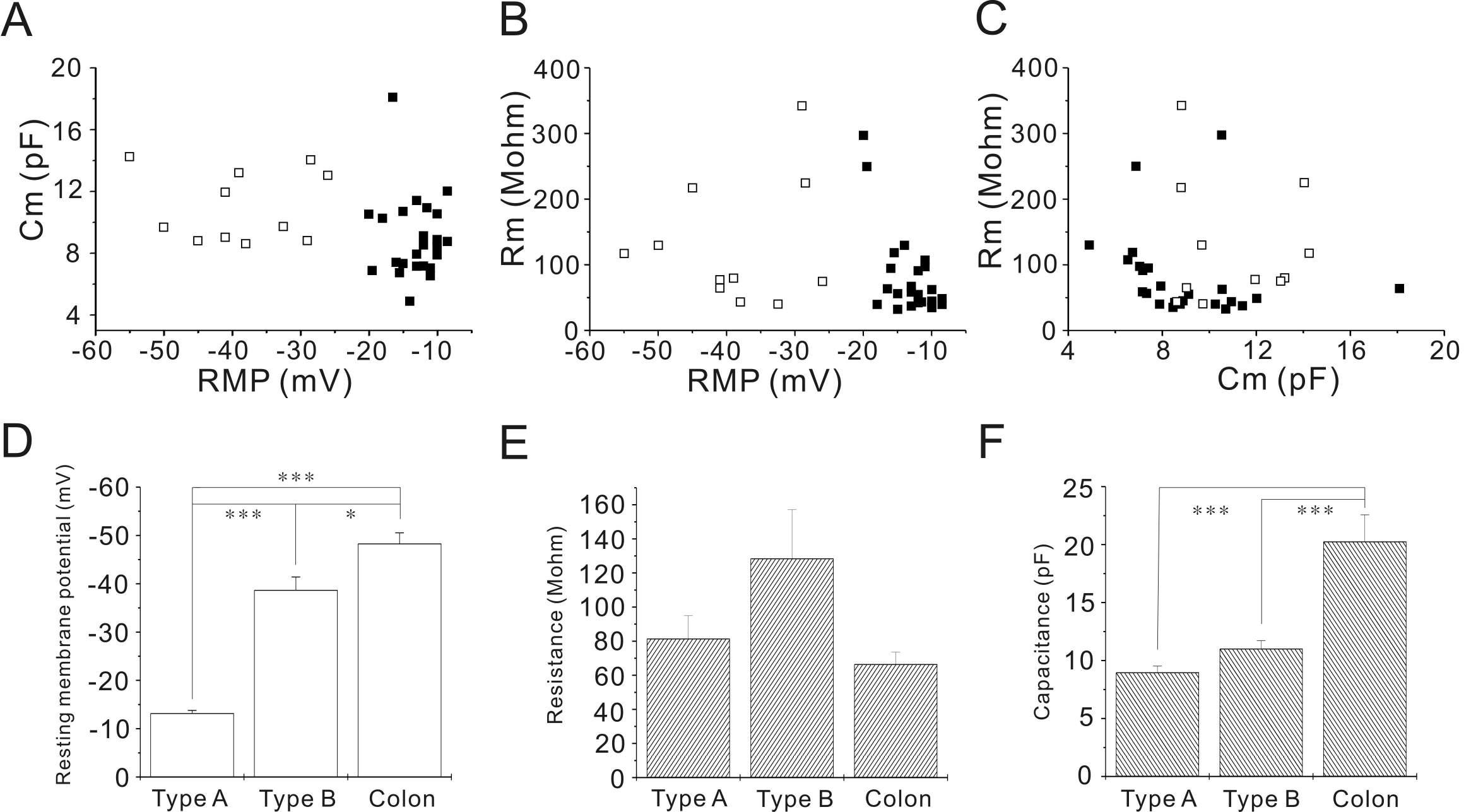 Passive membrane property of Bonghan duct cells from intracellular recording with sharp electrodes