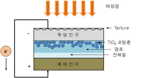 NPDS를 이용한 염료감응전지 투명 전극의 texture 유도 모식도.