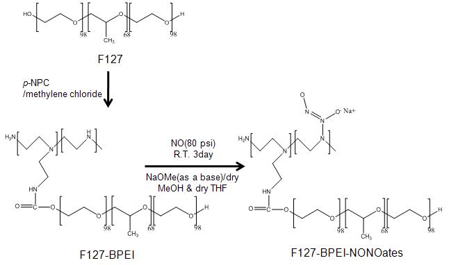 Overall scheme of synthesizing F127-bPEI-NONoates.