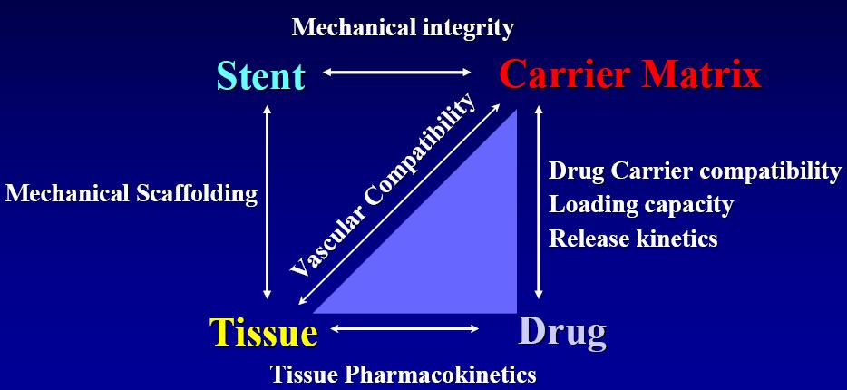 약물방출 스텐트의 구성요소 및 상관관계