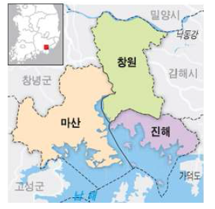 창원⋅마산⋅진해 위치도