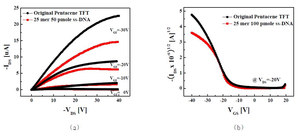 ss-DNA immobilization에 따른 pentacene 박막 트랜지스터의 전기적 특성 변화