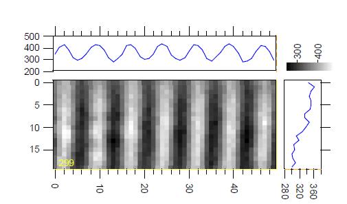 이미징 편광분석기 (7 배율, 50 × 20 픽셀) 로 측정한 Si pattern 시료 이미지