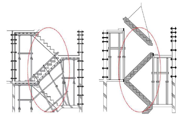 시스템 철골 계단과 철근콘크리트 계단 비교