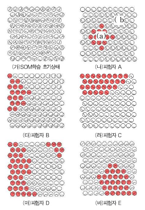 피험자의 SOM학습결과