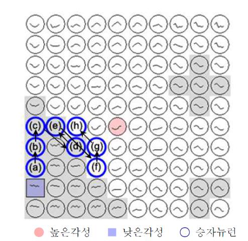 피험자D의 새로운 입력벡터 SOM 인식결과