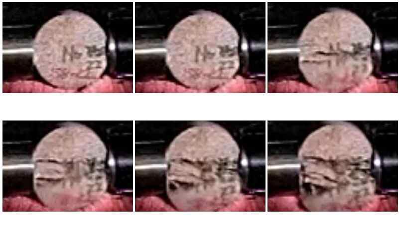 High speed digital camera images of the fracturing process in the sample of Kimachi sandstone (1200frame/sec)