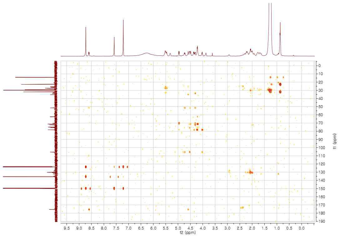 HMBC spectrum of compound 8 in pyridine-d5 (500 MHz)