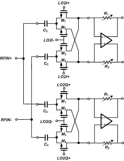 Passive switching down-conversion mixer 회로 구조