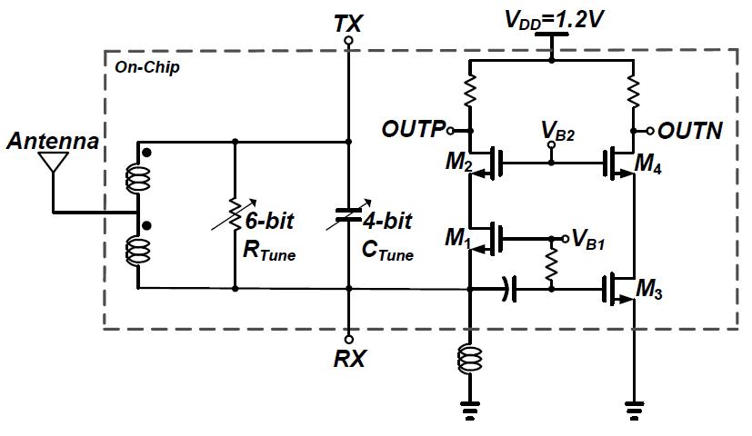 Autotransformer를 이용한 Tx leakage 제거기 전체 schematic