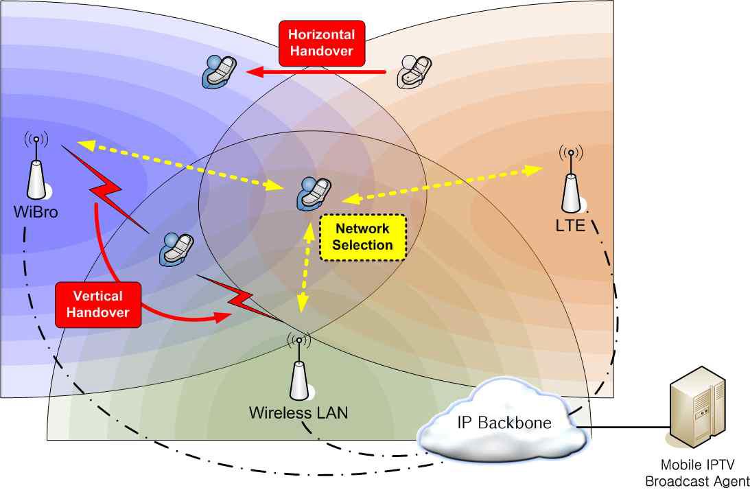 이기종 네트워크 환경에서 모바일 IPTV 서비스 제공을 위한 망 구성도