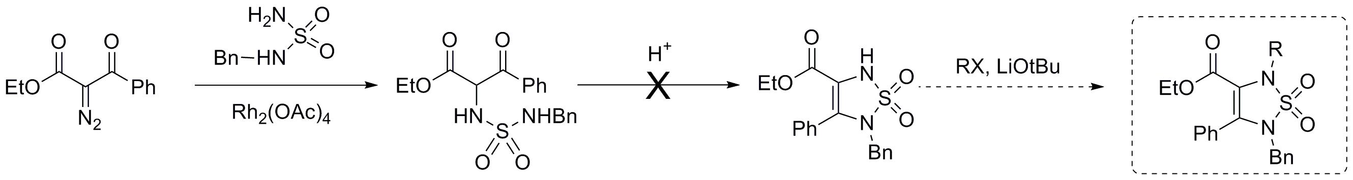 Solution-phase test reaction I: Synthesis of cyclic sulfornyl urea from diazocarbonyl compound