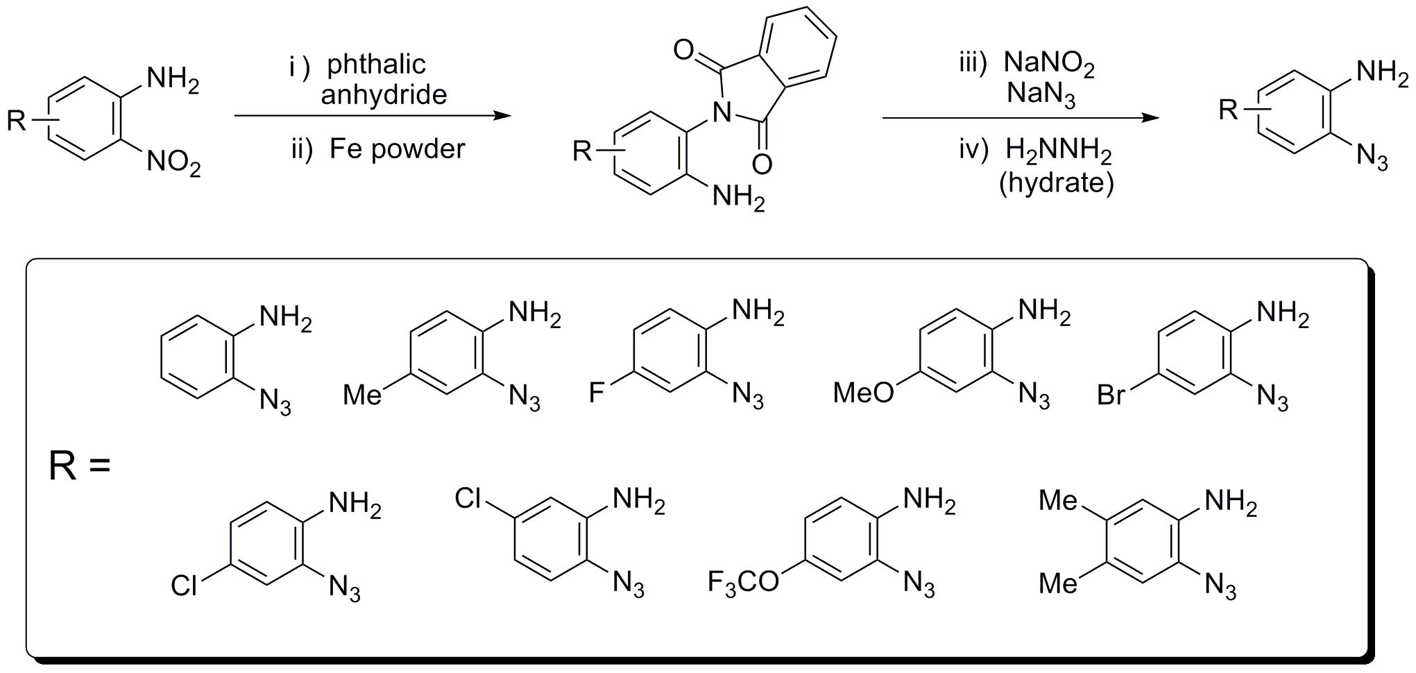 Preparation of o-azidoanilne building blocks