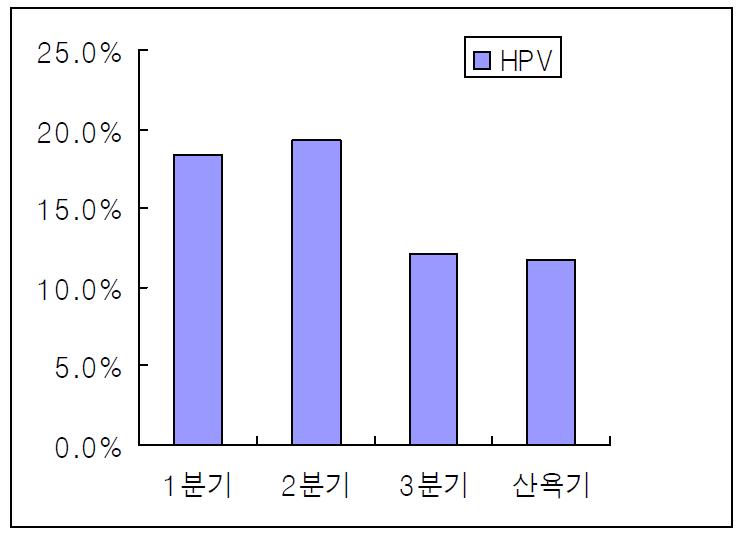 분기에 따른 HPV 유병률 차이