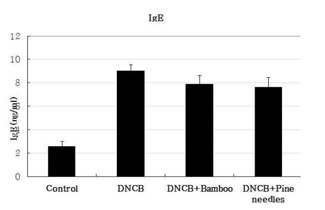 The effect of bamboo and pine needles extracts on IgE levels in serum