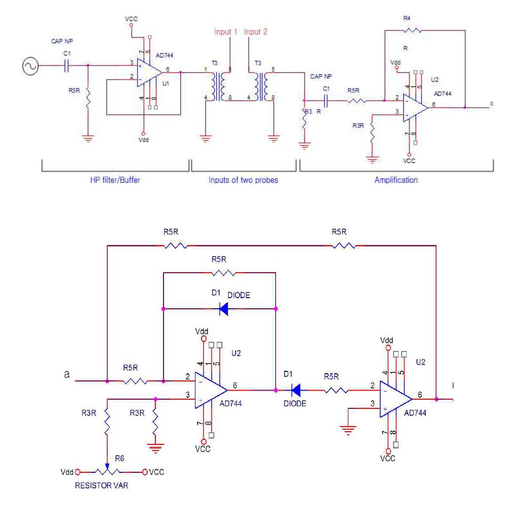 Double Probe Conductivity Sensor의 AC 회로도