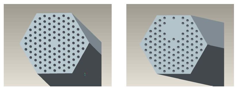 Fig. 3.47 Standard fuel element and Control or reserve shutdown fuel element.