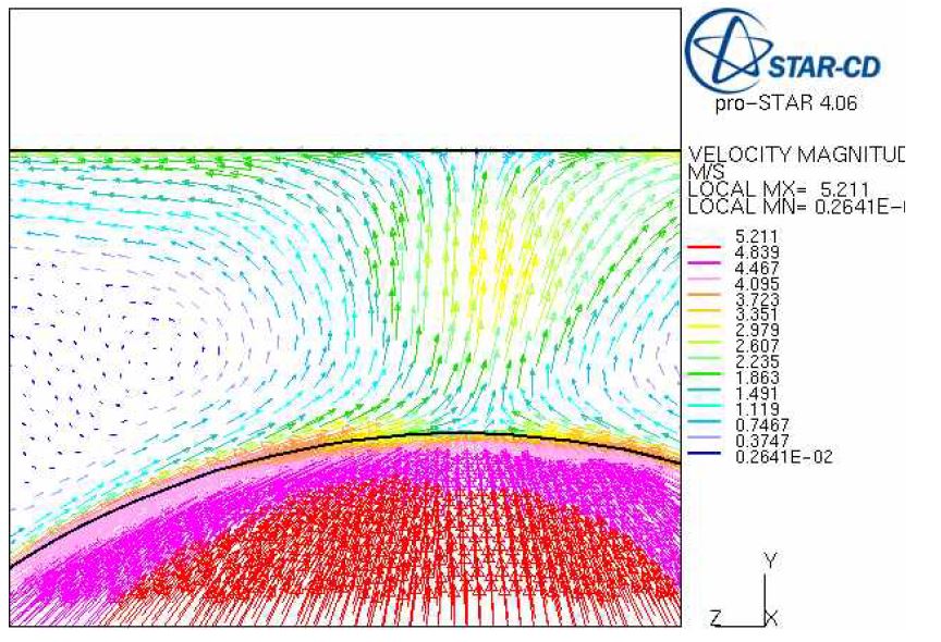 Fig. 3.55 (a) Natural convection in reactor cavity (upper region).