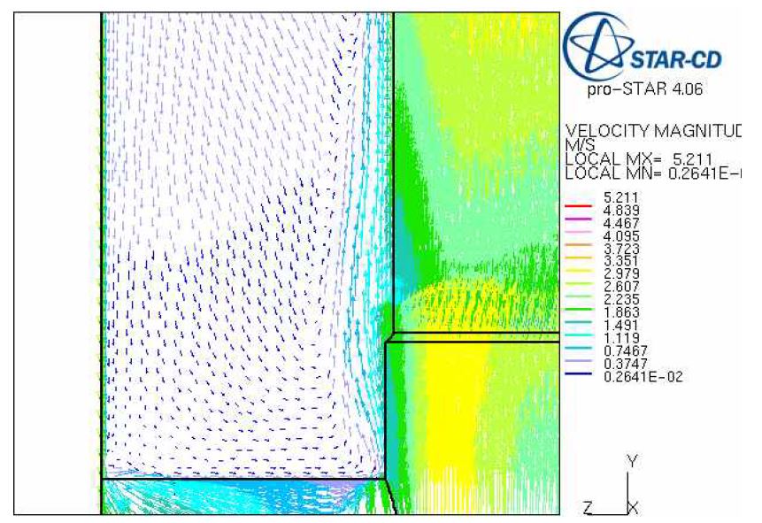 Fig. 3.55 (b) Natural convection in reactor cavity (lower region).