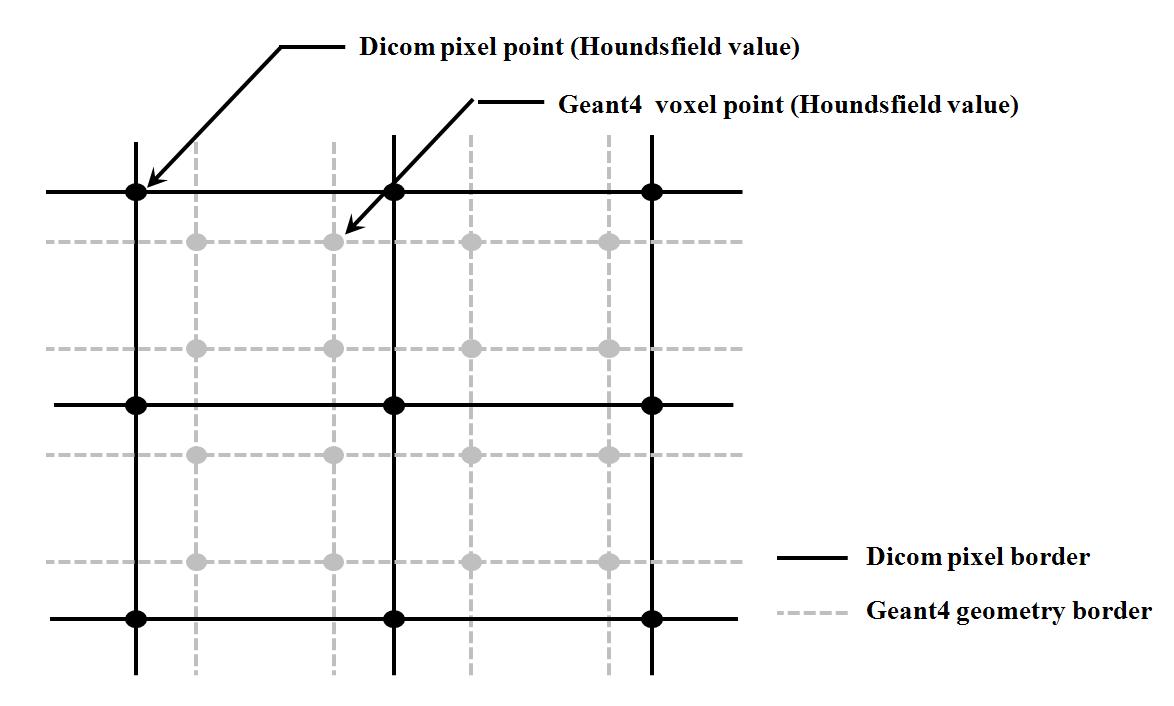 Relation between a DICOM image and Geant4 geometry