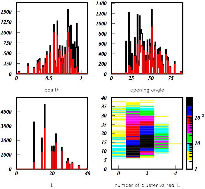 γ Cluster Hit Information (up : decay anglebottom : two γ hit position distance) MC data