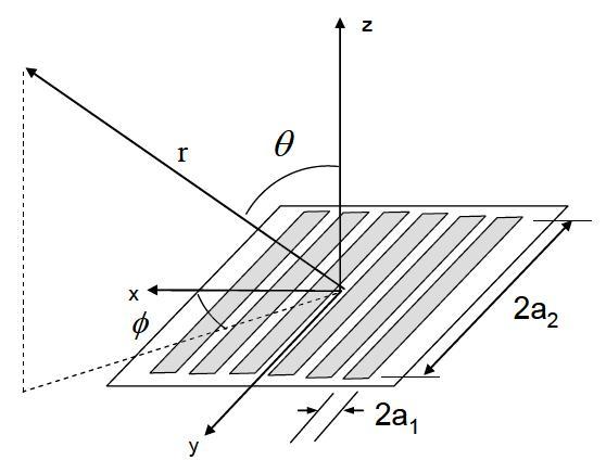 Schematic illustration of an array transducer with rectangular elements