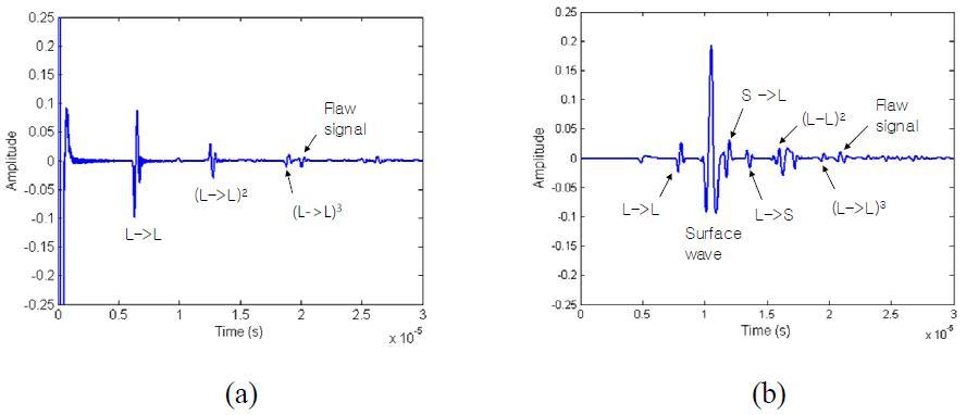 Received signals: (a) 16 element firing and 16 element reception