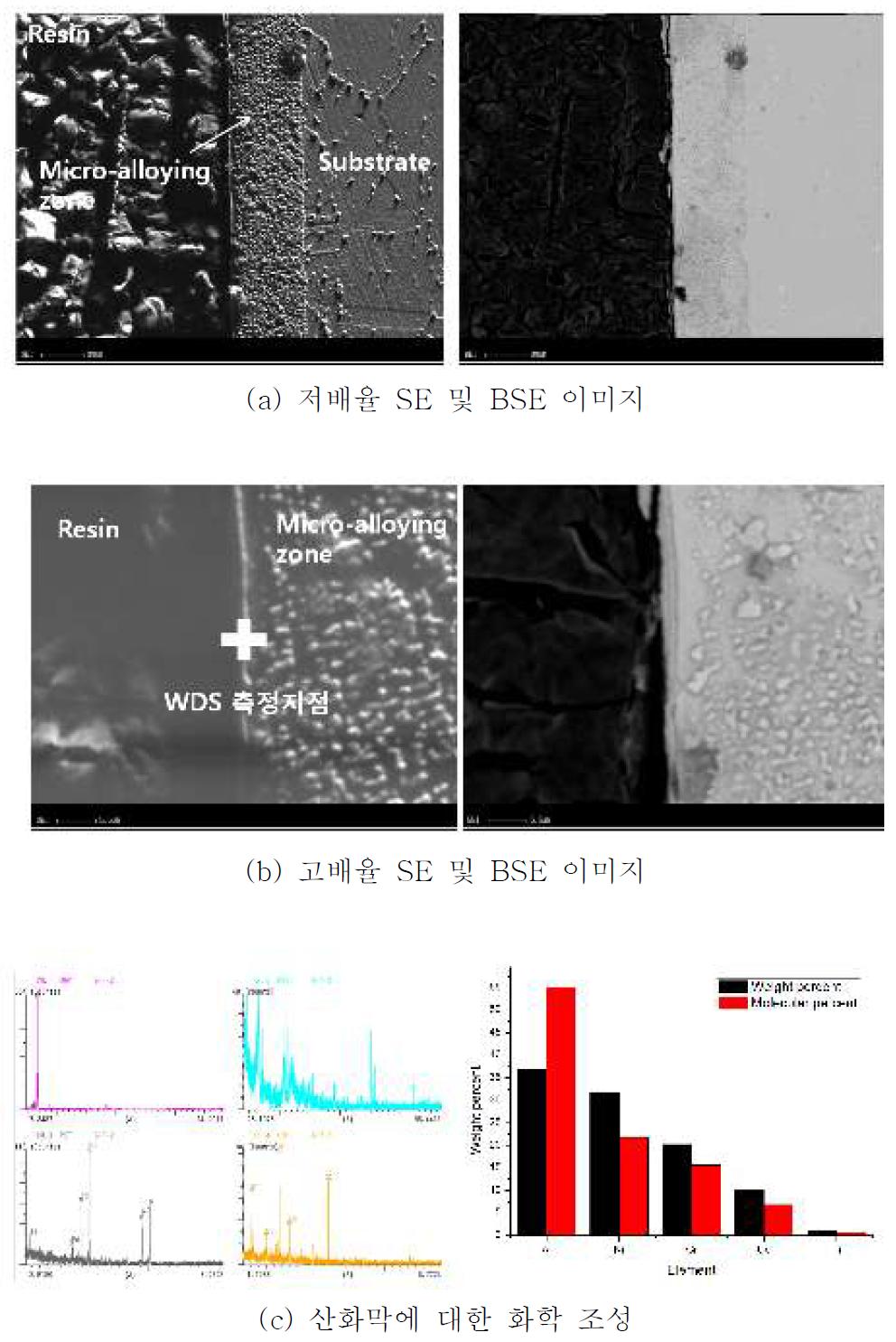 EPMA를 이용한 전자빔 표면개질 산화막 성분 분석 결과