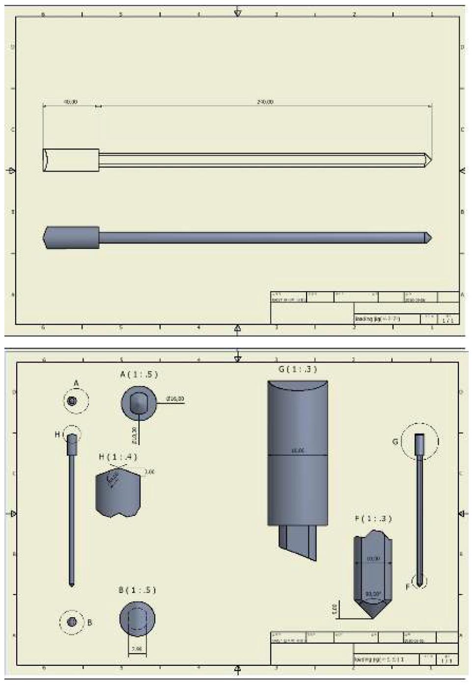 압축하중을 가하기 위해 특별 제작된 alumina rod 도면