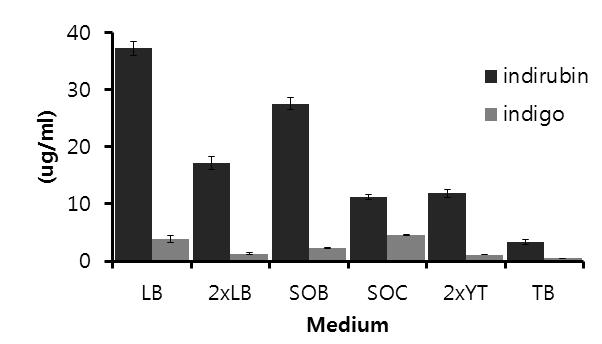 Effect of cultivation medium on indirubin yield