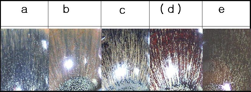 Surface of iron glaze by Talc addition