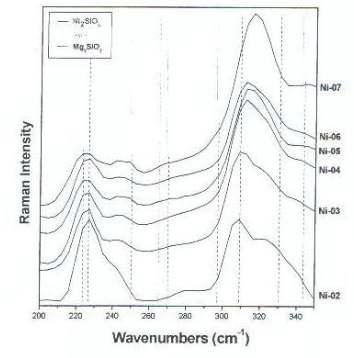 Raman Spectra of samples with NiO at 1300℃/1h