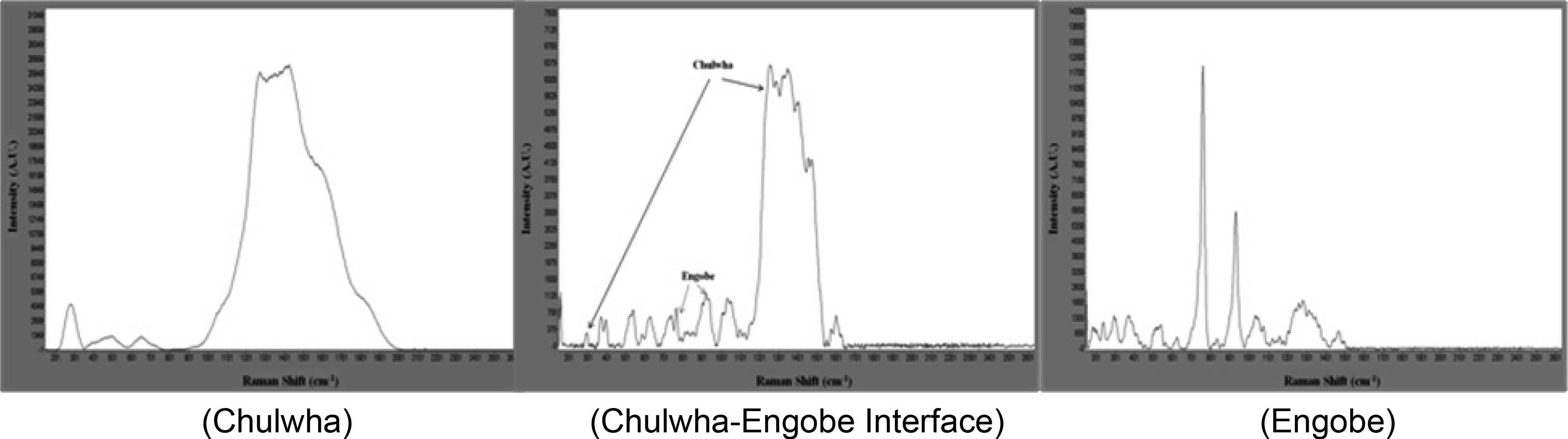 Image cut of Raman microscope analysis of boundary section position of a Chulwha piece.