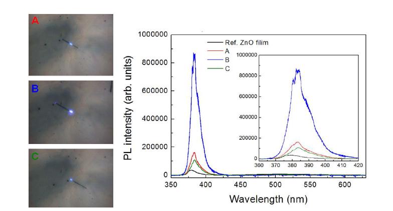 제 1 연구팀에서 합성한 ZnO 단일 나노선의 PL 특성