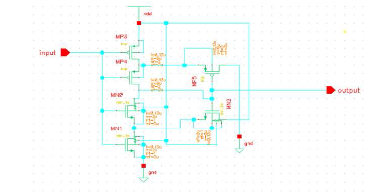 (그림 2-13)의 회로에서 사용된 Schmitt trigger 내부 schematic