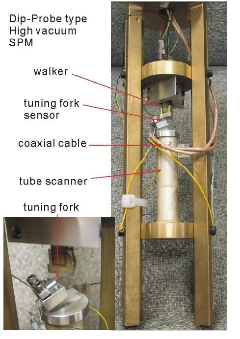 온도와 압력 조절이 가능한 dip-probe 형식의 SPM 장치 사진