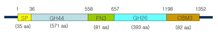 Constitution of Cel44 domain from endophytic Paenibacillus polymyxa GS01.