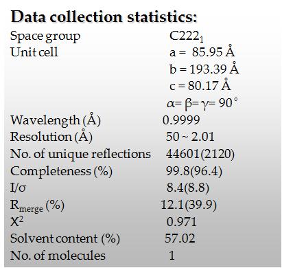 Data collection and refinement statistics of native Cel44C protein