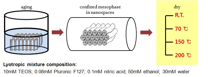 나노실린더 내부에 졸-겔 주형법을 이용하여 메조기공 실리카 나노섬유 제조