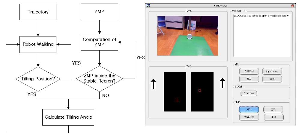 Dynamic Walking On-line Control and Graphical User Interface