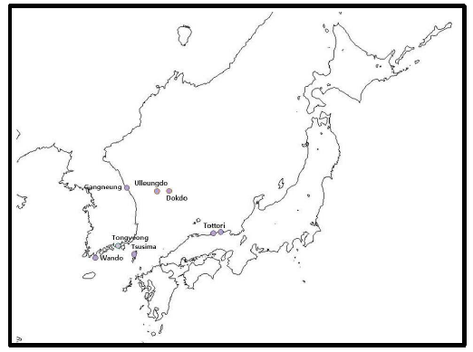 진주담치 채집지역 지도