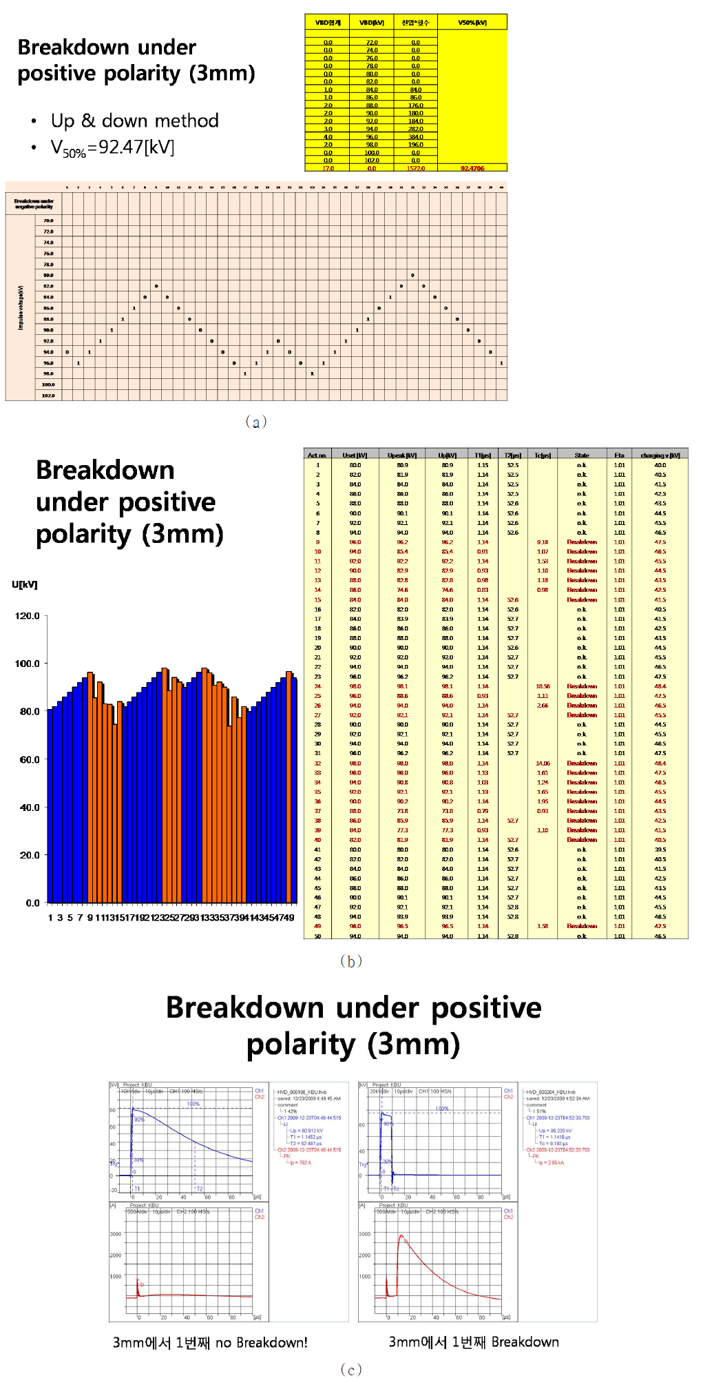 정극성 절연내력 실험결과