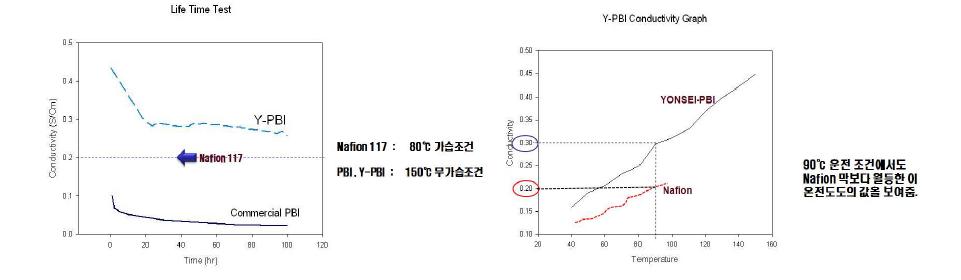 연세대 자체 개발 Novel-PBI계 전해질 막의 특성비교