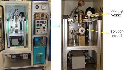 배치형 초임계유체증착 및 아임계유체증착을 이용한 반도체 박막 제조용 고압 반응기를 장착한 장비의 사진
