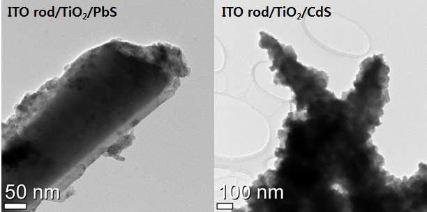 Nanorod에 증착된 PbS와 CdS TEM 분석 결과