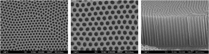 두 번째 anodizing 후 AAO의 SEM image